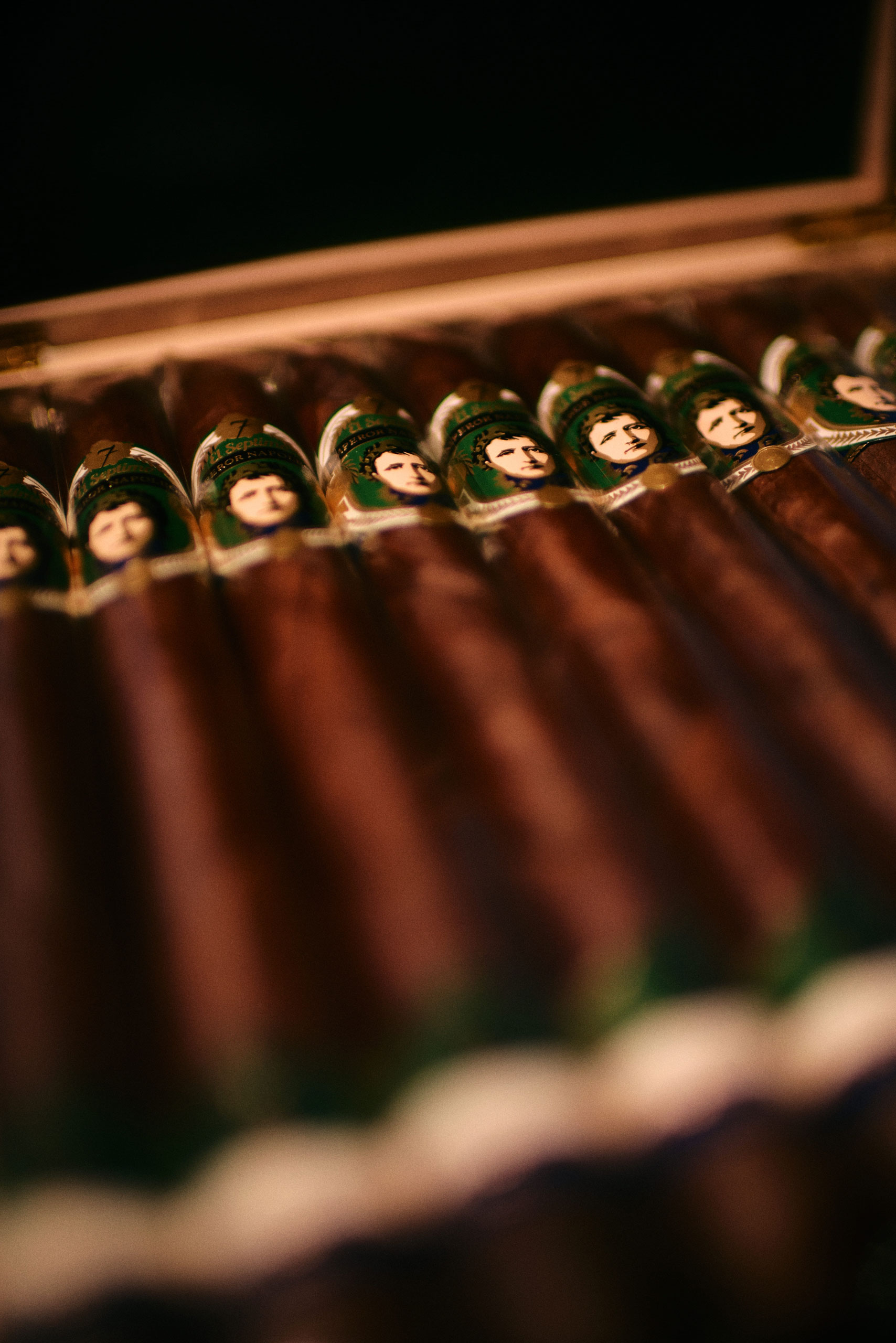 Eine Auswahl an Zigarren liegt in einer Box in der El-Séptimo-Cigar-Bar.